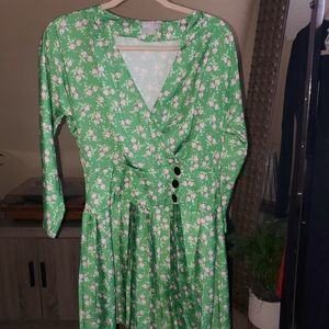 Green floral dress